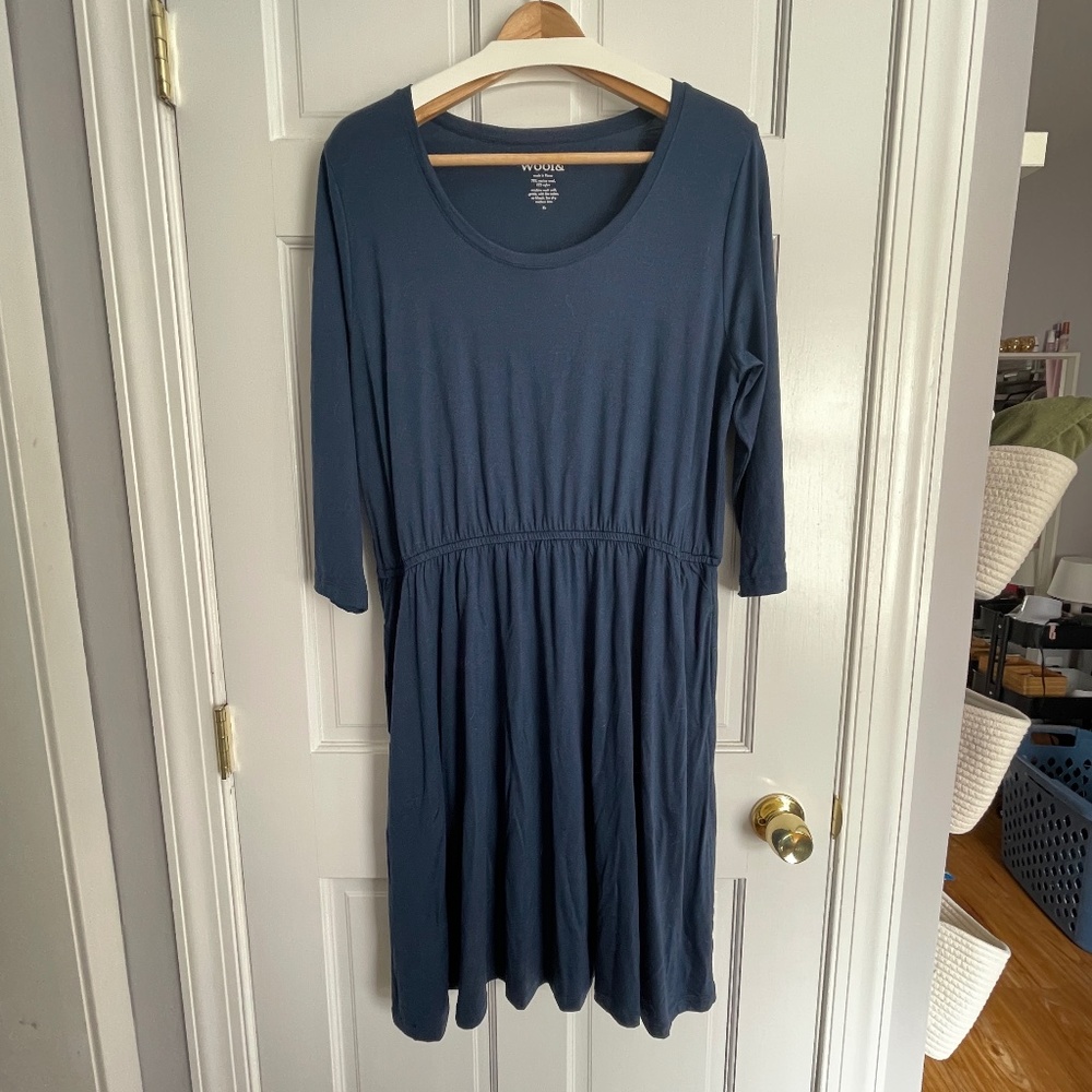 Wool& Fiona Merino Wool Dress sz XL Marine Blue Woodland